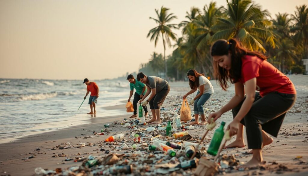 Bersihkan Sampah Pantai Ancol