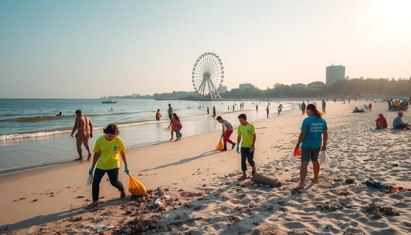 Komunitas Peduli Lingkungan Bersihkan Pantai Ancol